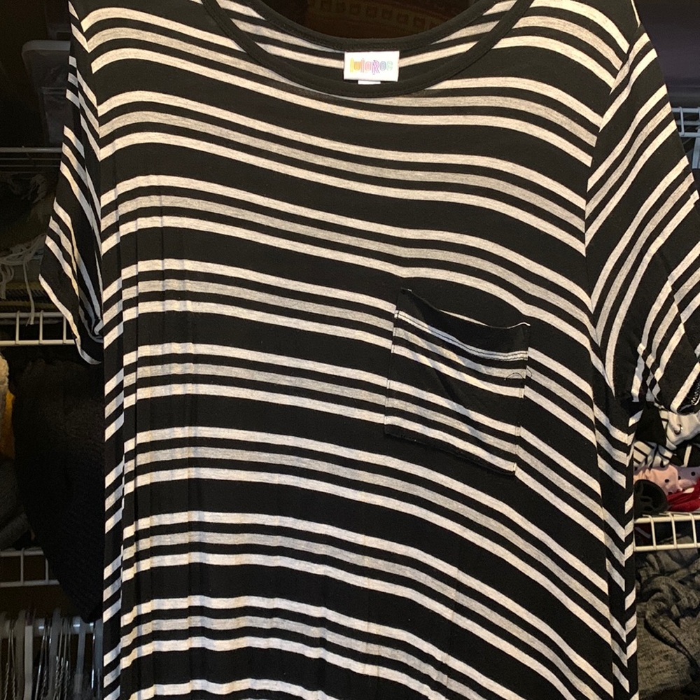 Lularoe Carly black, white, grey stripes